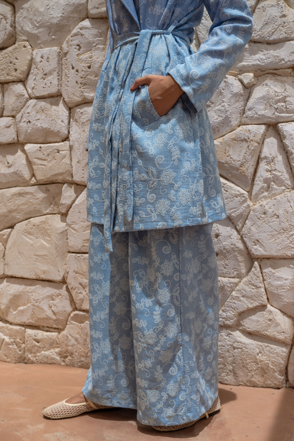 BTS03735.jpg بنطلون كتان جاكار بكسرات - الصورة 1