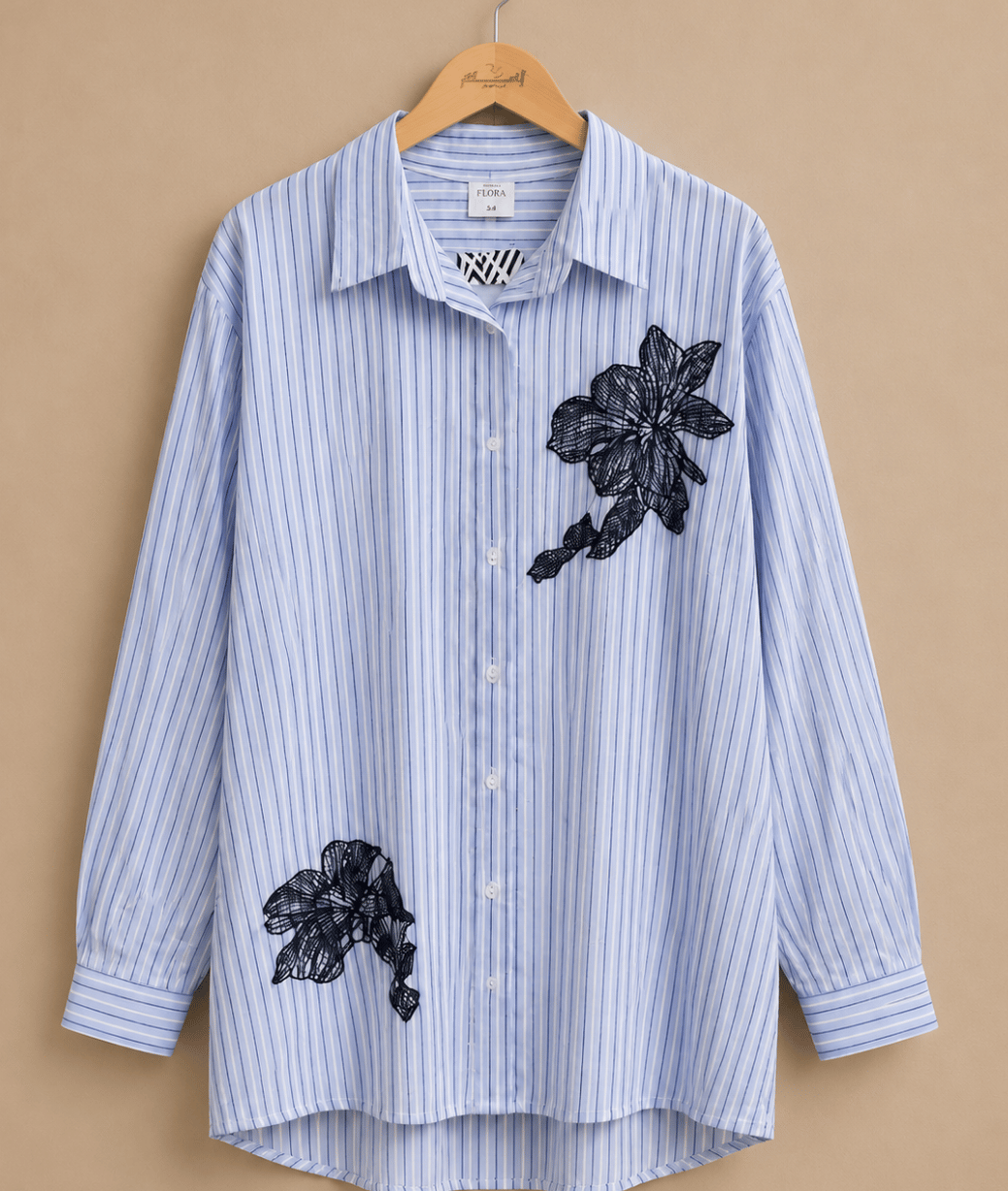 1712283.png Striped Dantel Flowers Shirt - Image 1