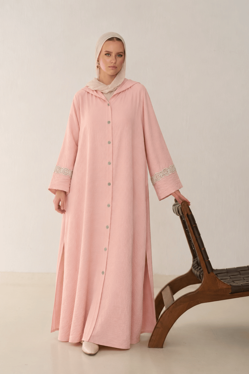96 Embroidered Hooded Maxi Dress - Image 1